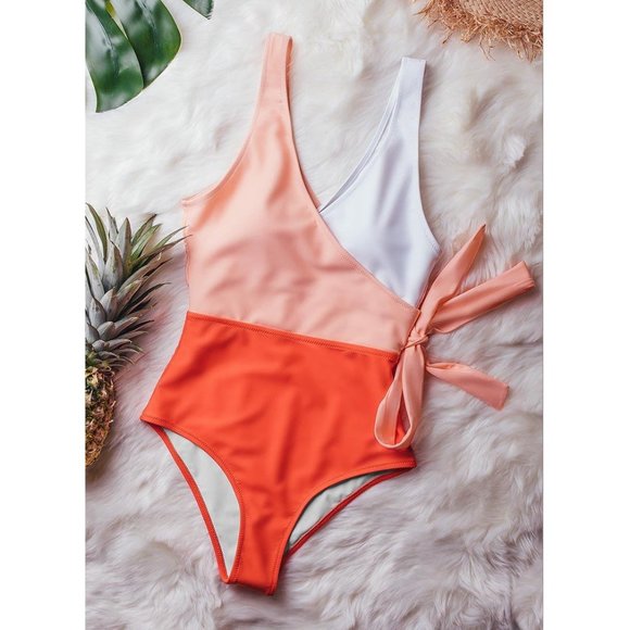 NWT Aava Tallulah Bowknot One-Piece in 'Orange' - Picture 1 of 8